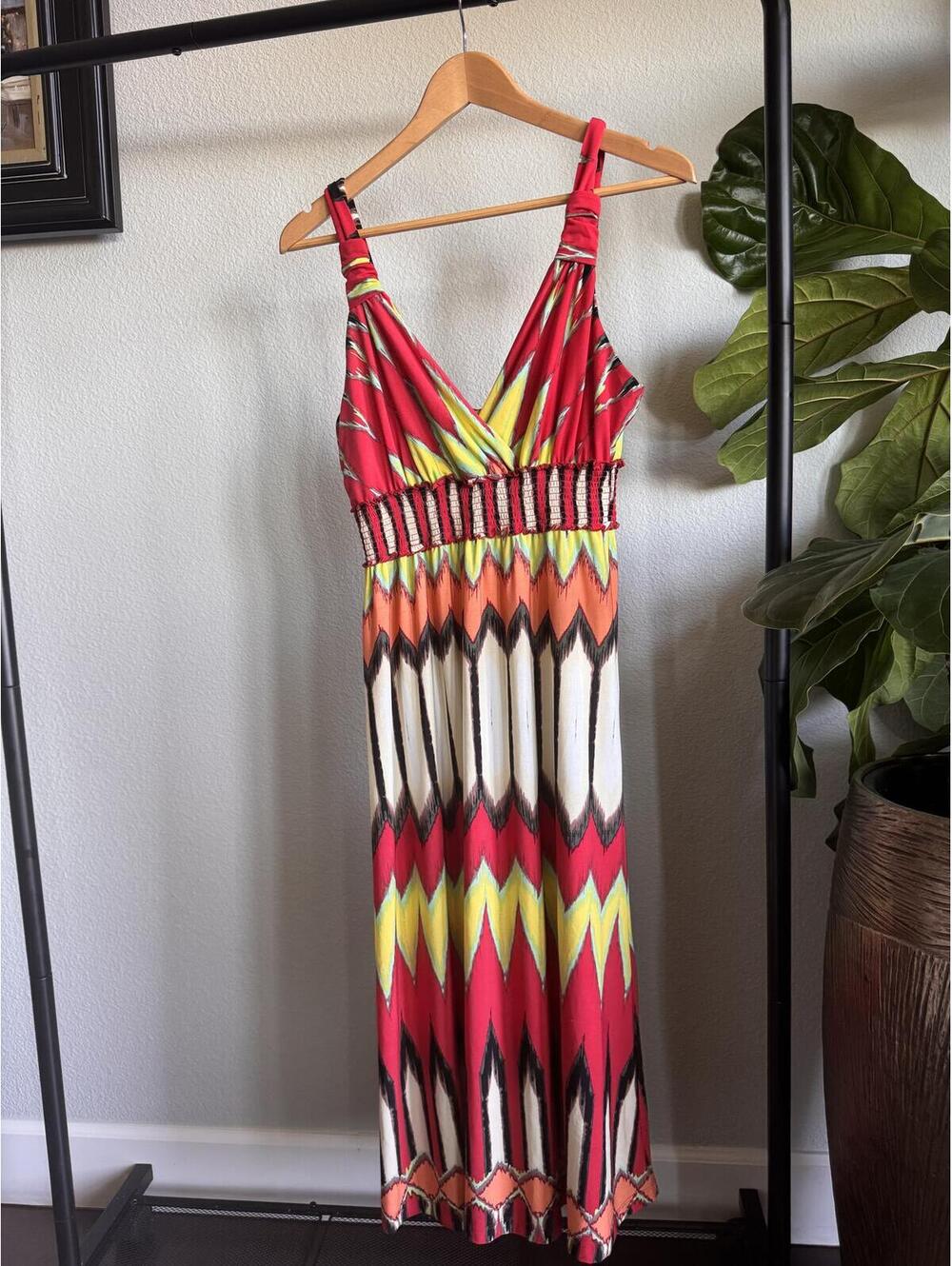 ECI New York Tribal Print Wrap Maxi Dress Sleeveless Size 12